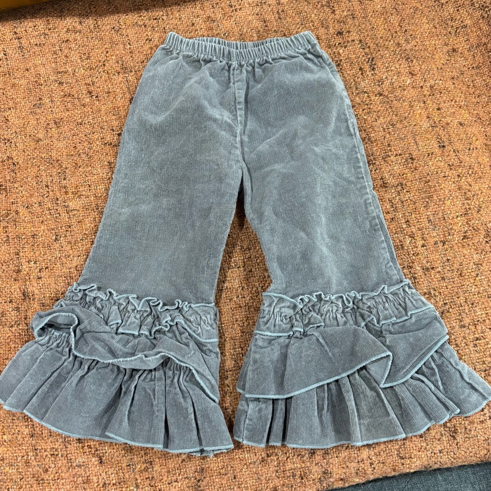 2T Gray Corduroy Ruffled Bell Bottoms By Wenn